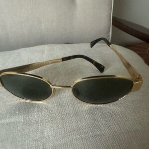 Celine Gold and Black Oval Sunglasses